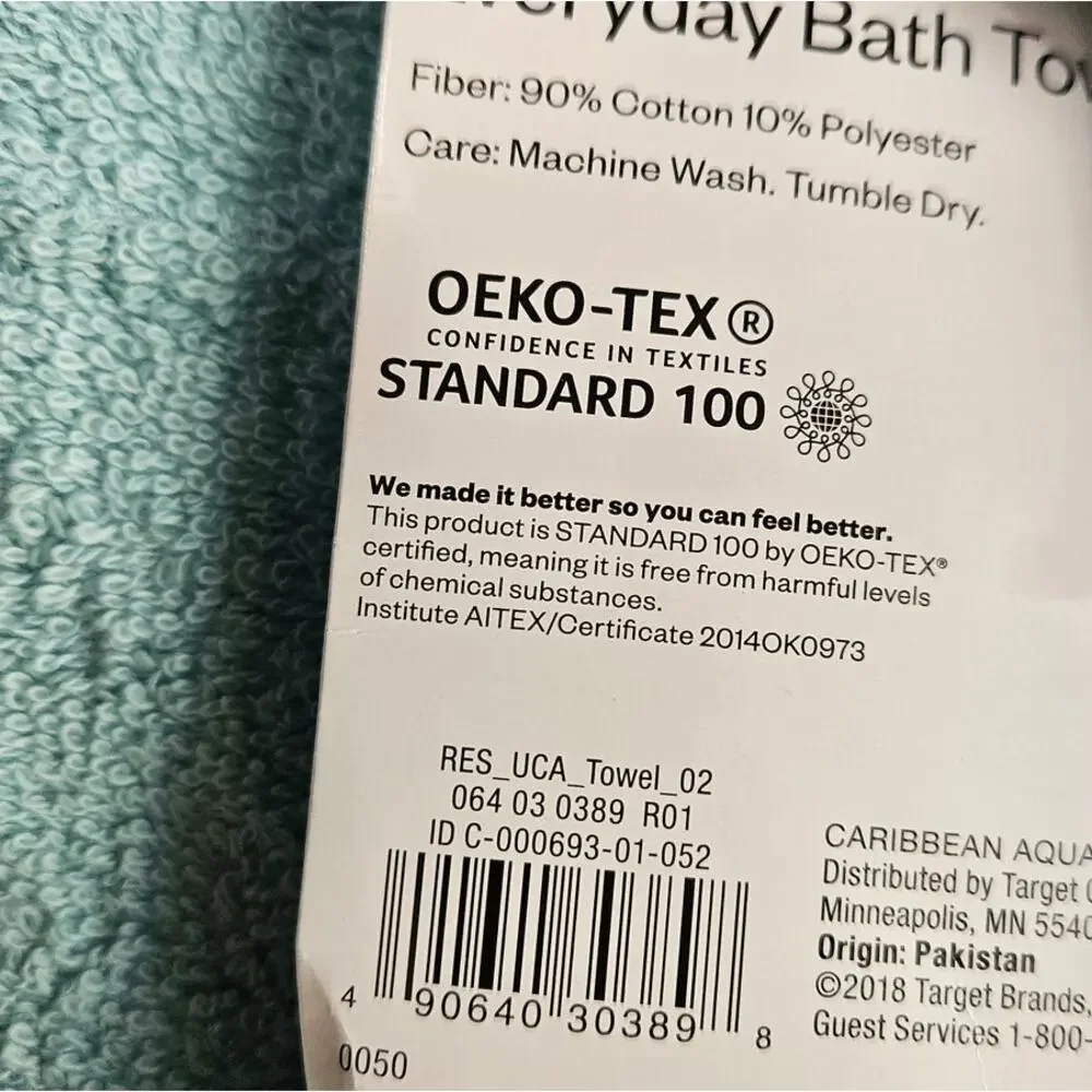 ROOM ESSENTIALS Turquoise Bath Towel Soft Absorbent Cotton Blend NEW with Tags